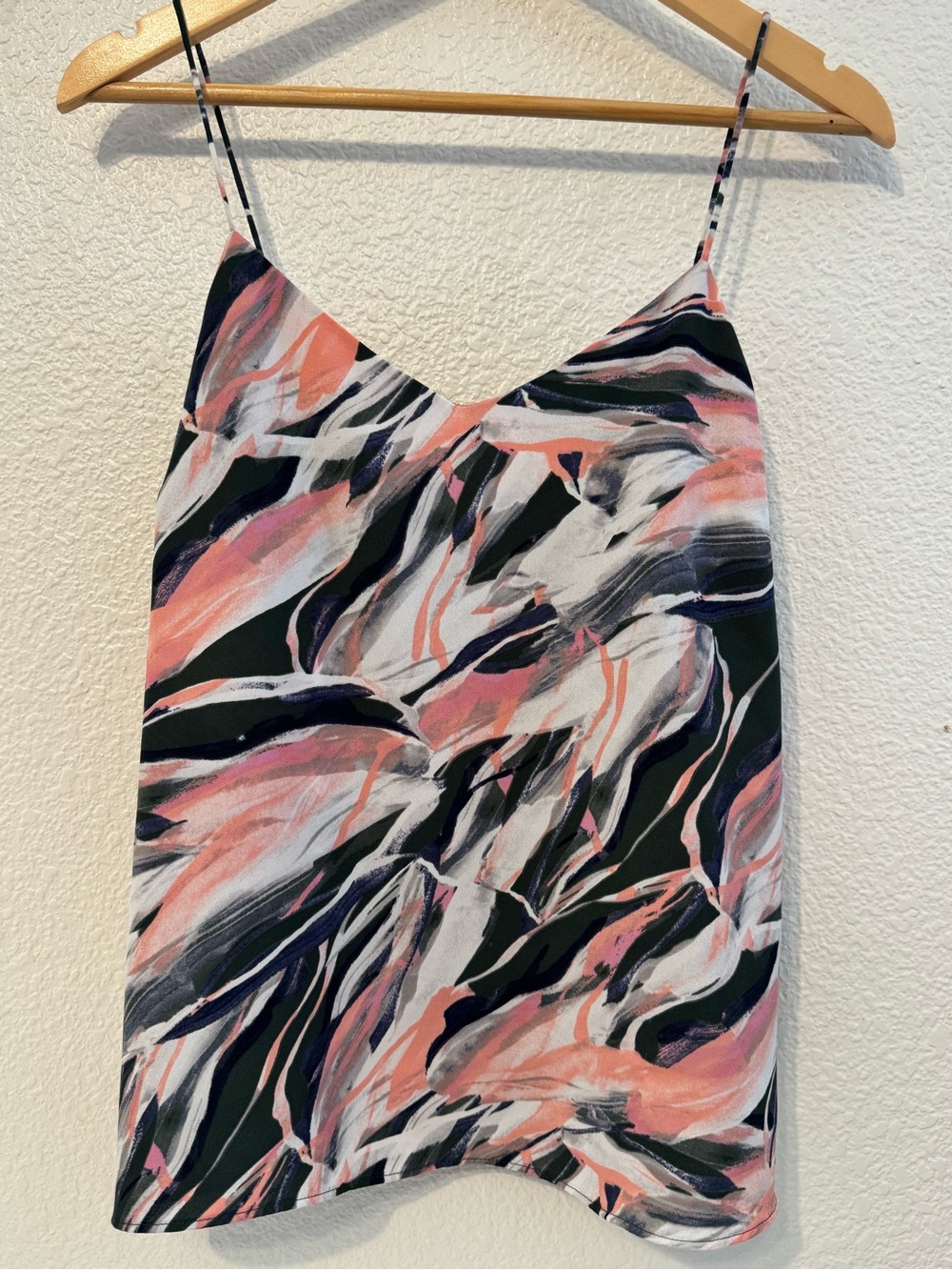 Nine West Pink, Black & White Abstract Spaghetti Strap‎ Camisole